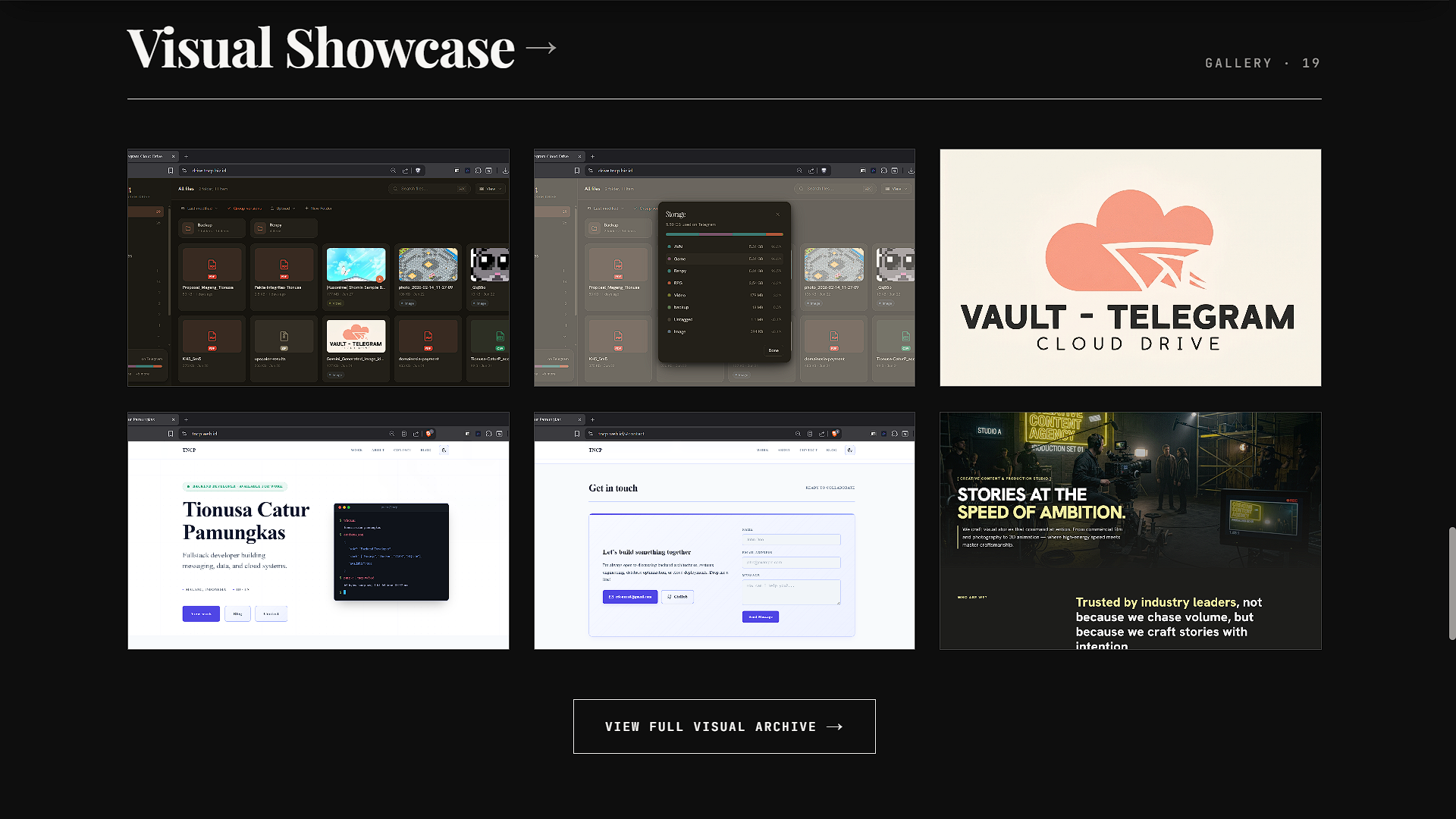 Screenshot from tncp.web.id — Personal Portfolio & KANAL Blog Platform