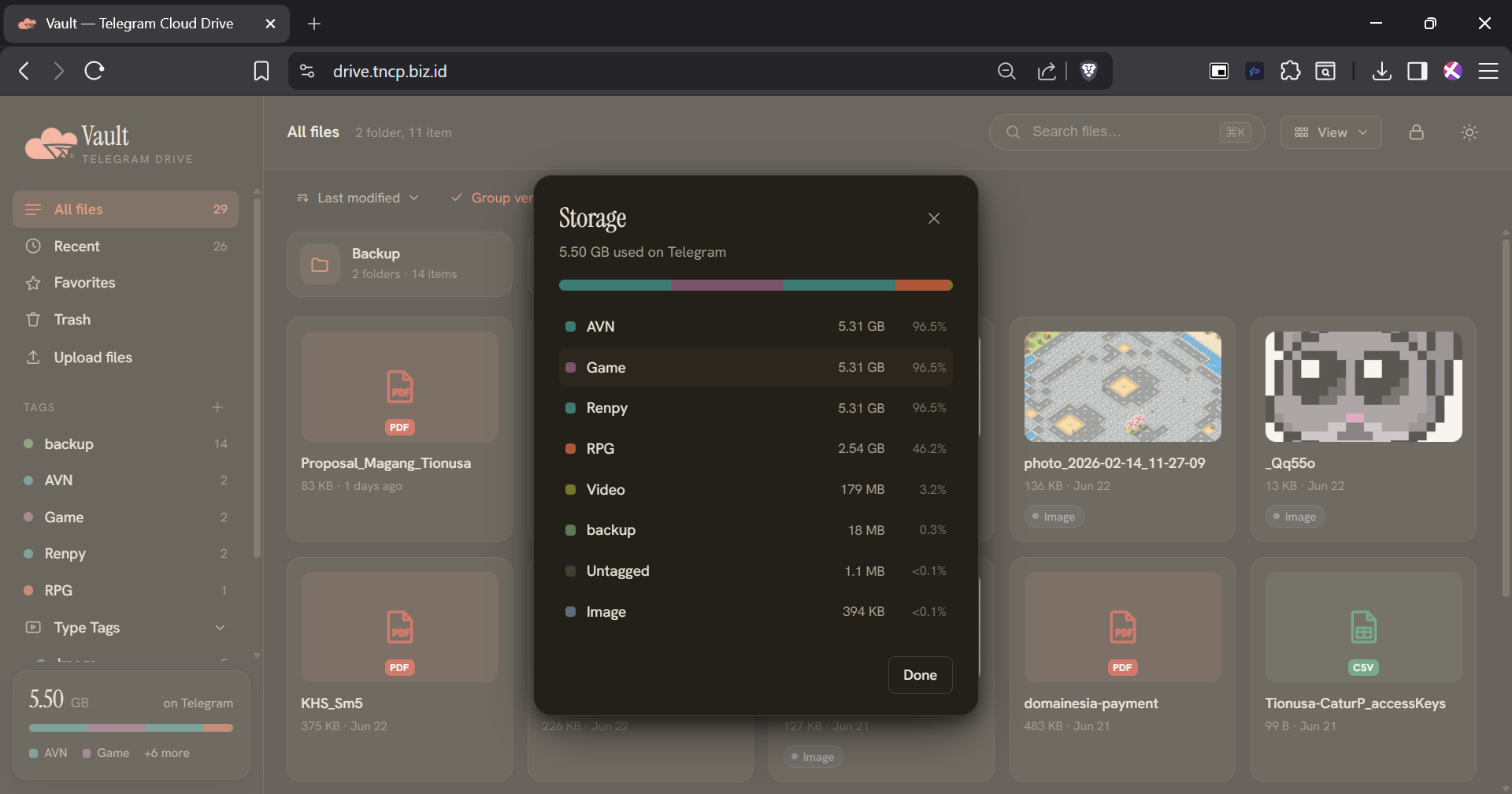 Screenshot from Telegram Cloud Drive